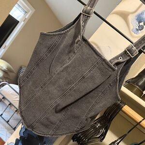 Gray Denim Corset Top